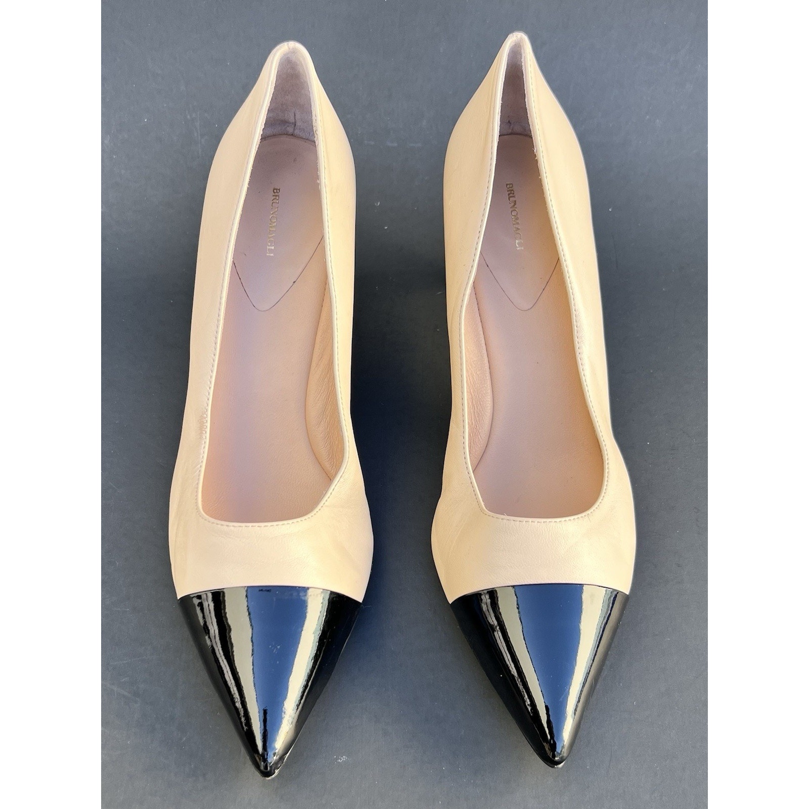 Bruno Magli Tara Leather Pump Cream Black Stiletto Heel Women’s Size 11.5 Us New